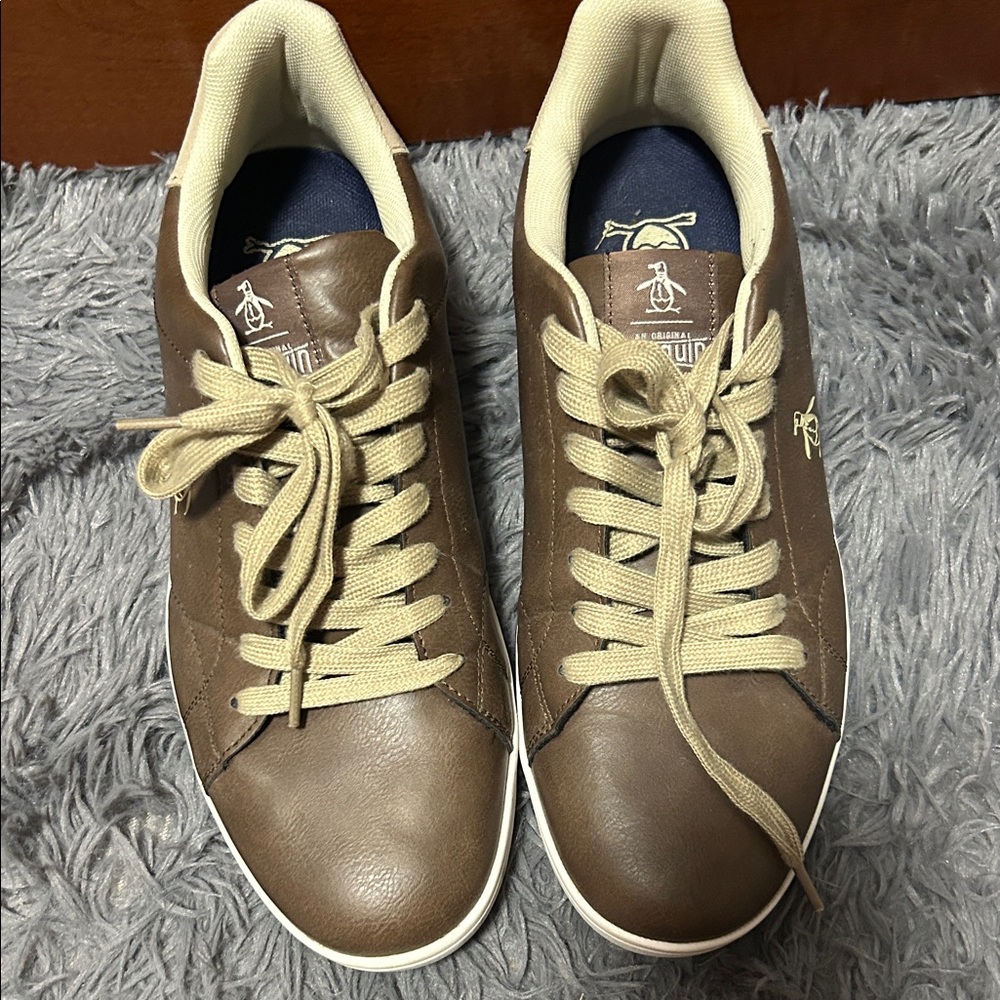 Original Penguin Brown Leather Sneakers